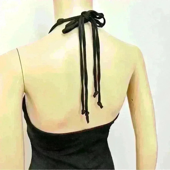 Vintage Anne.X Y2K  Sexy Halter Cow Neck Evening Formal Event Black Maxi Dress - Picture 3 of 13